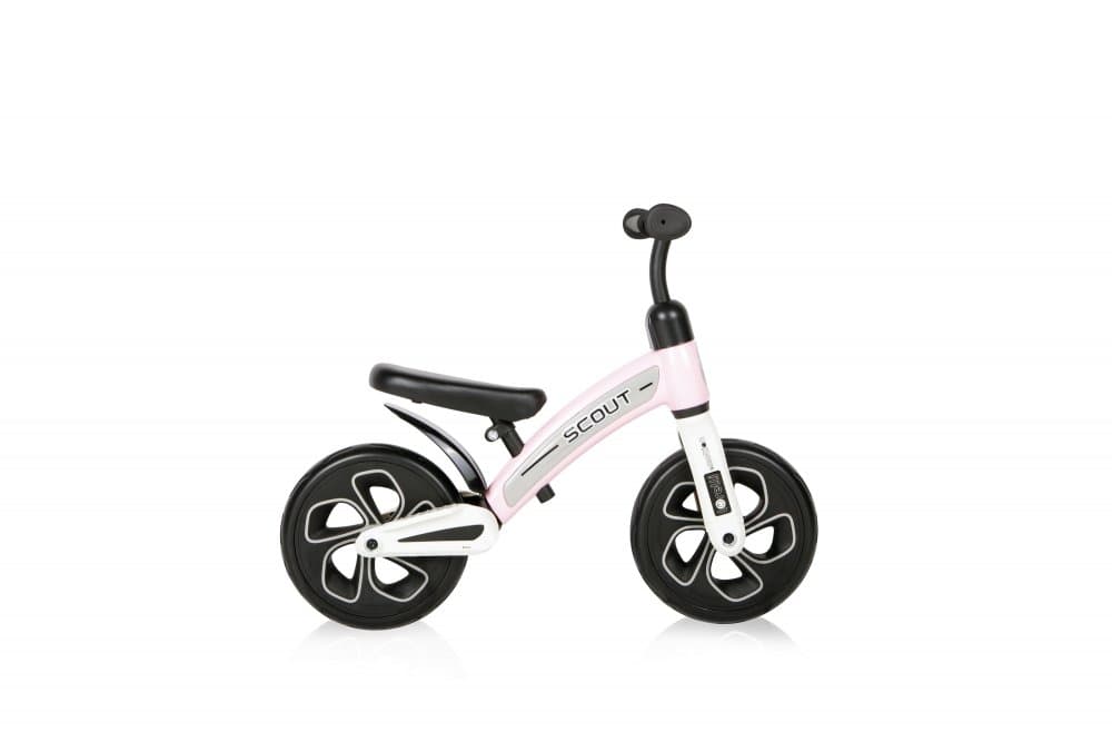 Bicicleta copii fara pedale Scout Pink, de echilibru, roti din spuma EVA, scaun reglabil pe inaltime de la 30 cm pana la 33 cm, varsta 2-4 ani, maxim 25 de kg, ghidon reglabil in inaltime de la 49 cm pana la 51.5 cm