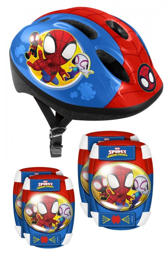 Set Combo Spidey casca reglabila, genunchiere si cotiere 3-6 ani