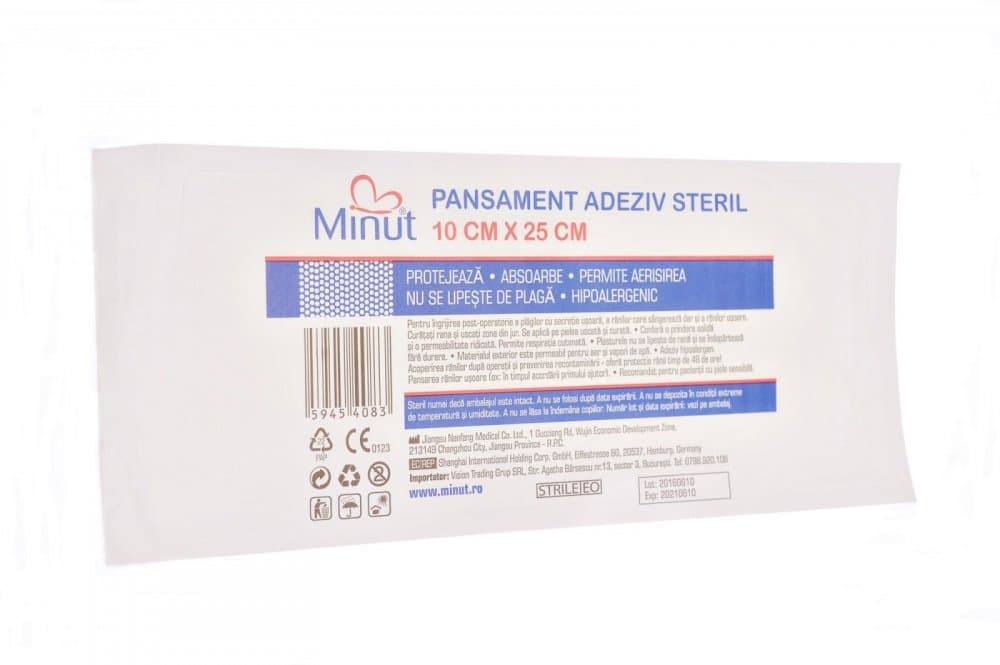 Pansament adeziv steril  Minut 10 cm x 25 cm