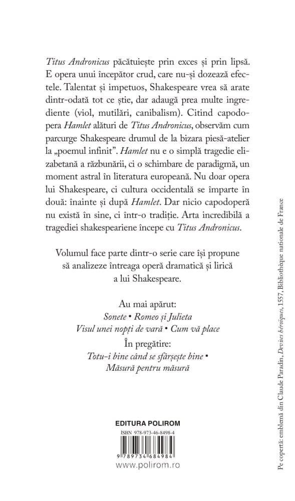 Titus Andronicus. Hamlet | Adrian Papahagi