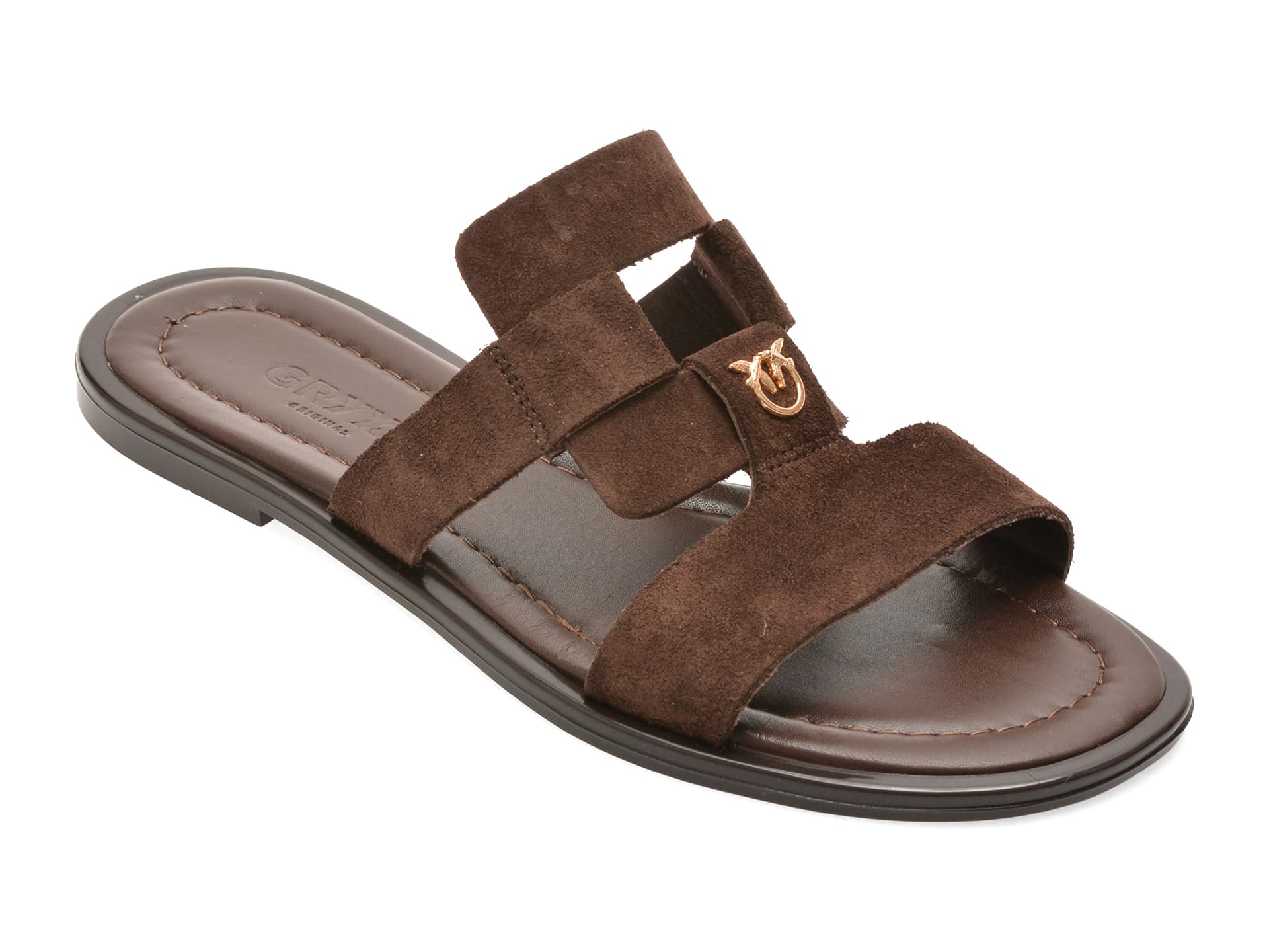 Papuci GRYXX maro, 1766293, din piele intoarsa