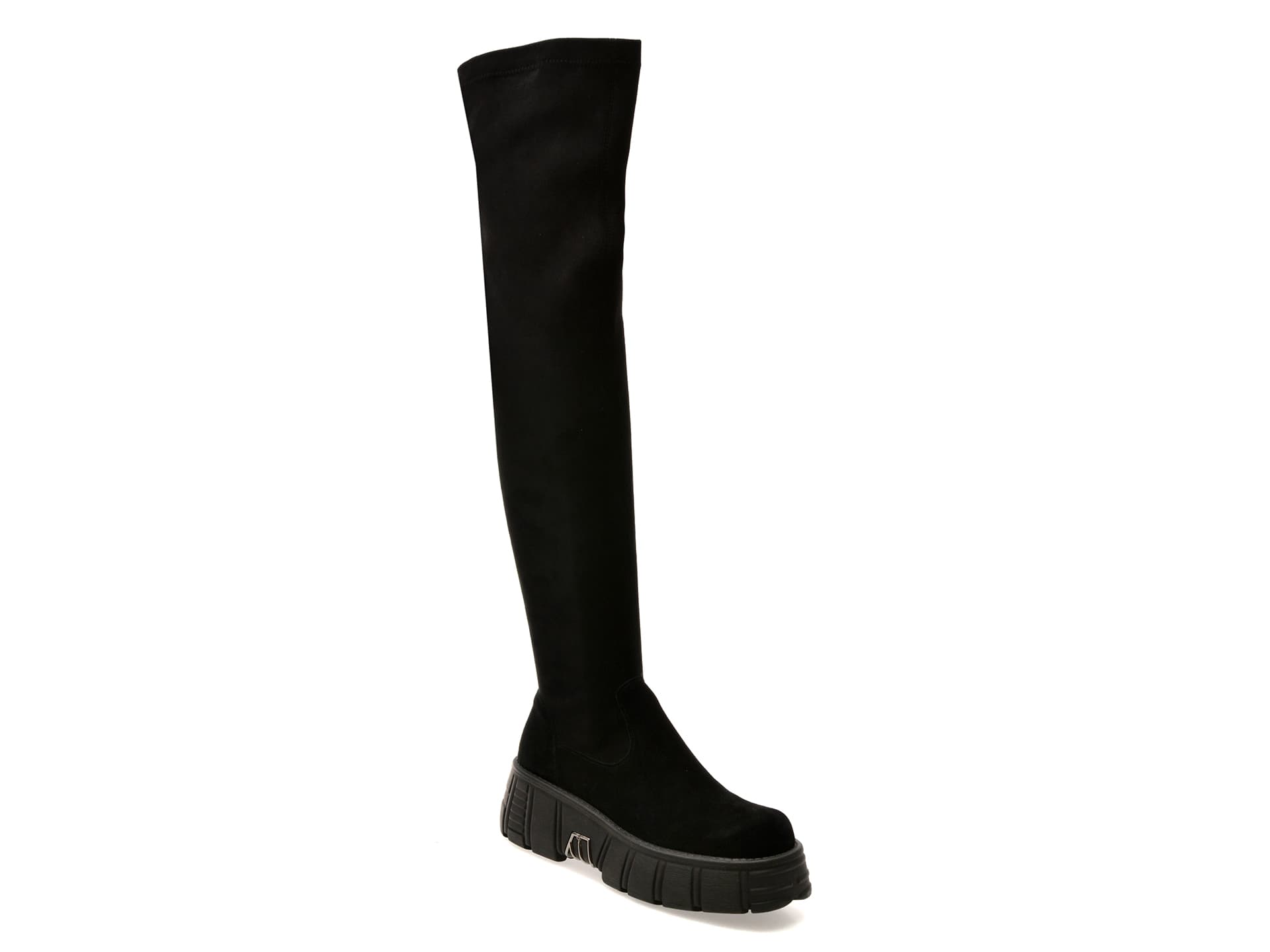 Cizme GRYXX negre, D326, din material textil si piele naturala
