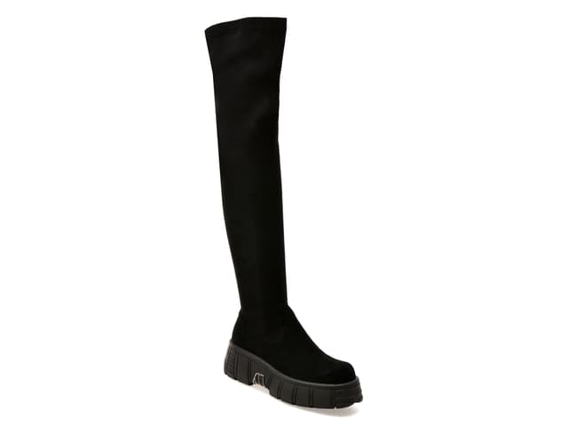 Cizme GRYXX negre, D326, din material textil si piele naturala