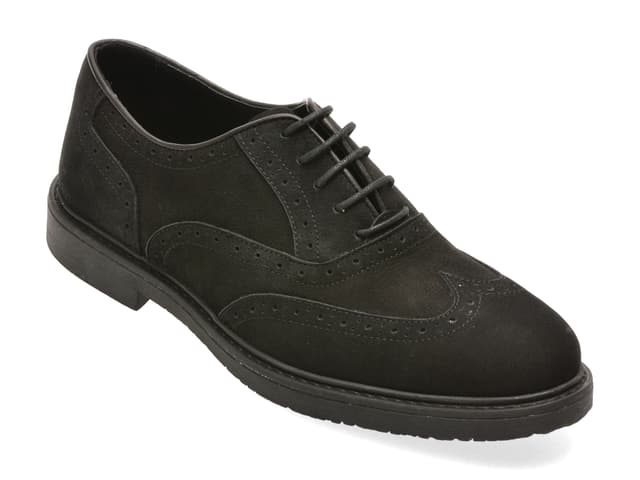 Pantofi eleganti BITE THE BULLET negri, EF88, din nabuc