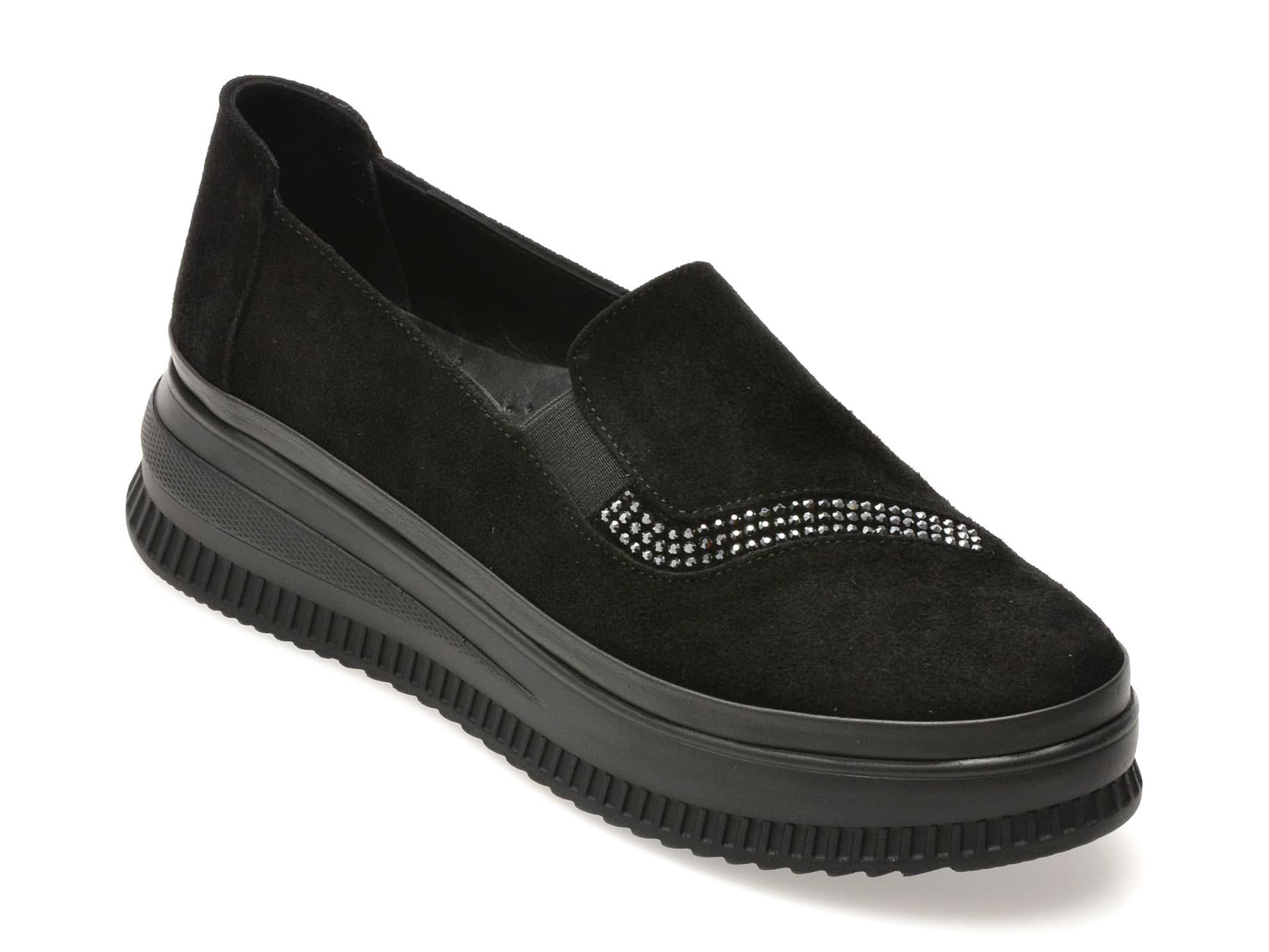 Pantofi IMAGE negri, 381126, din piele intoarsa