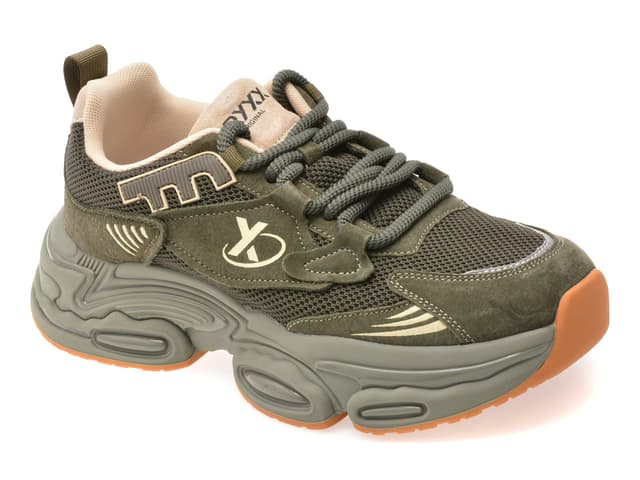 Pantofi sport GRYXX verzi, 9786, din material textil si piele naturala