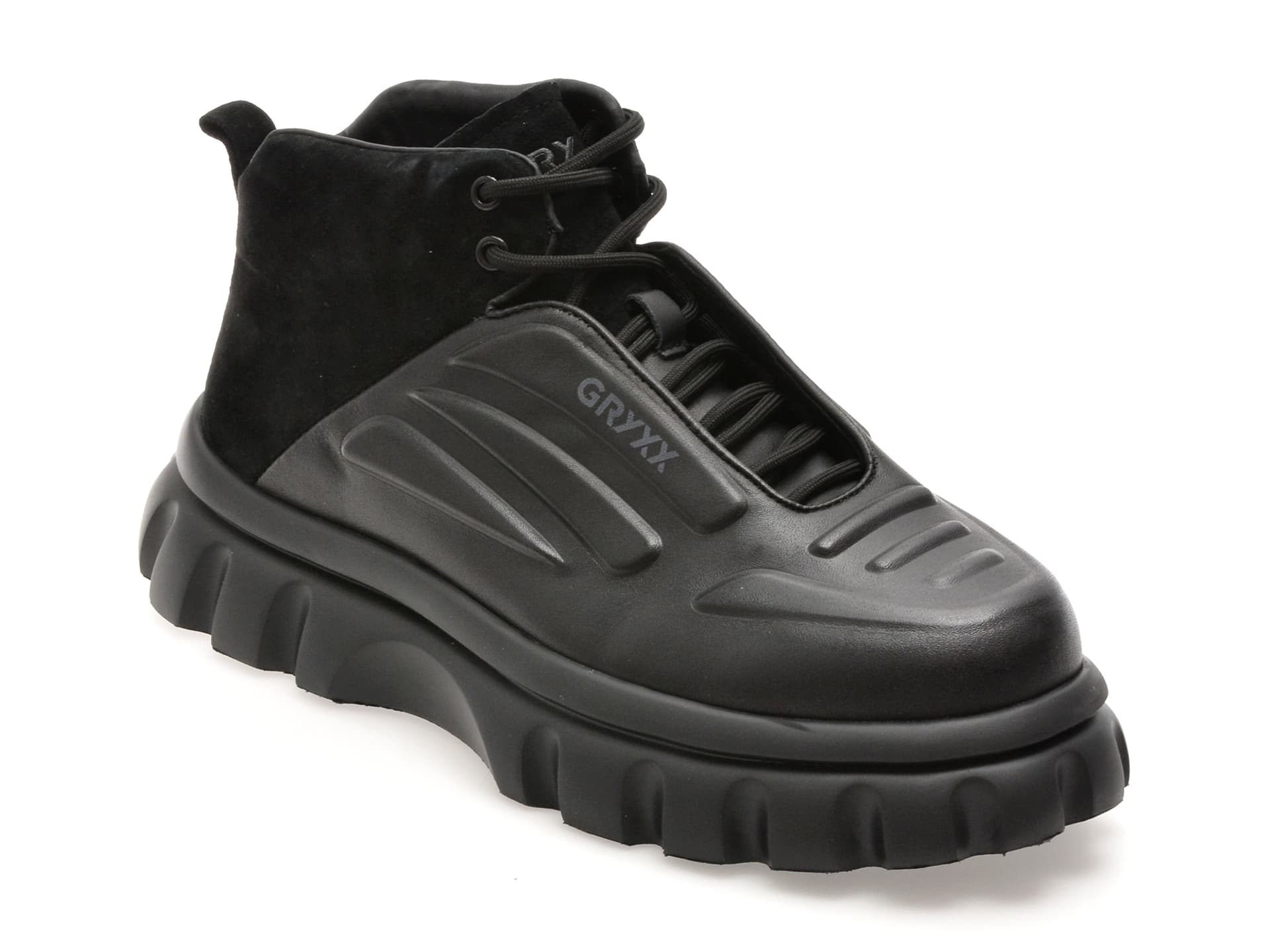 Ghete GRYXX negre, LN39, din piele naturala