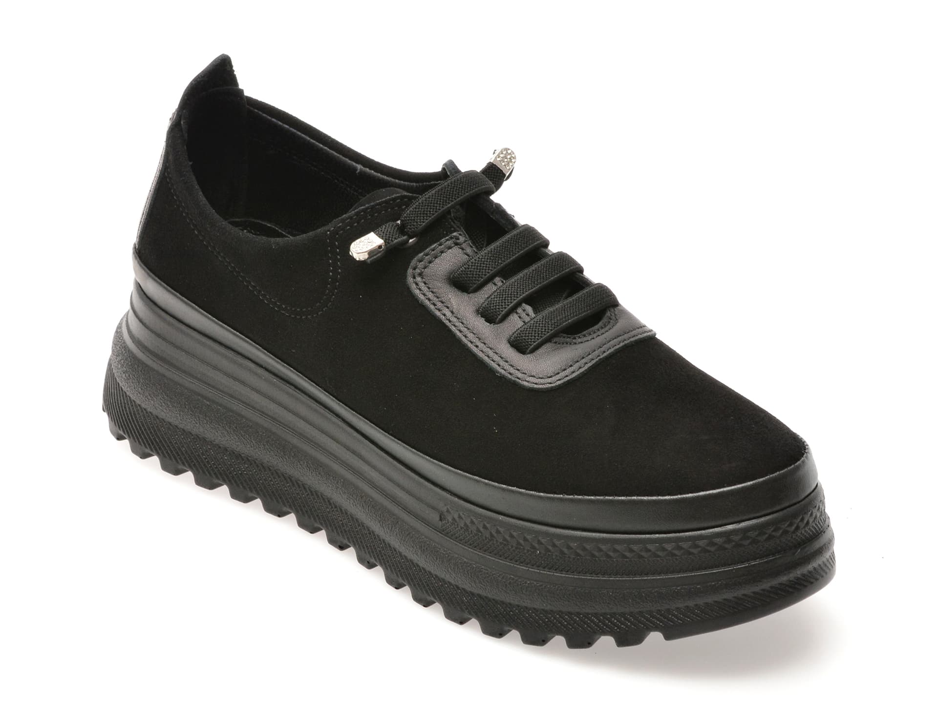 Pantofi IMAGE negri, 387375, din piele intoarsa