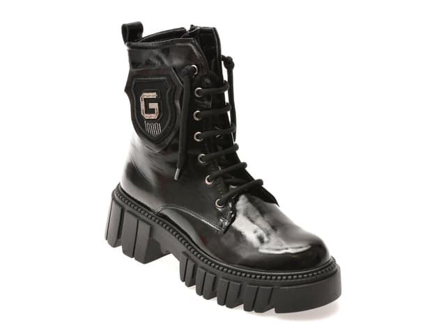 Ghete GRYXX negre, 307113, din piele naturala lacuita