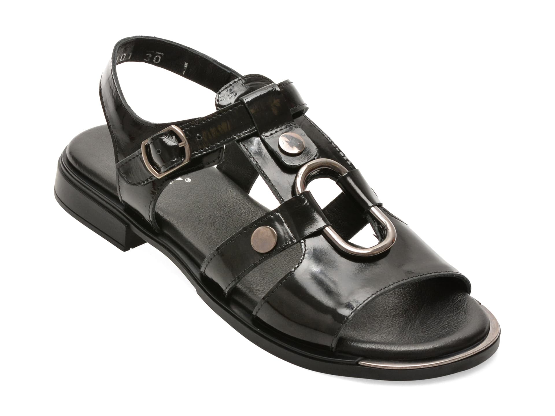 Sandale GRYXX negre, 3810101, din piele naturala lacuita