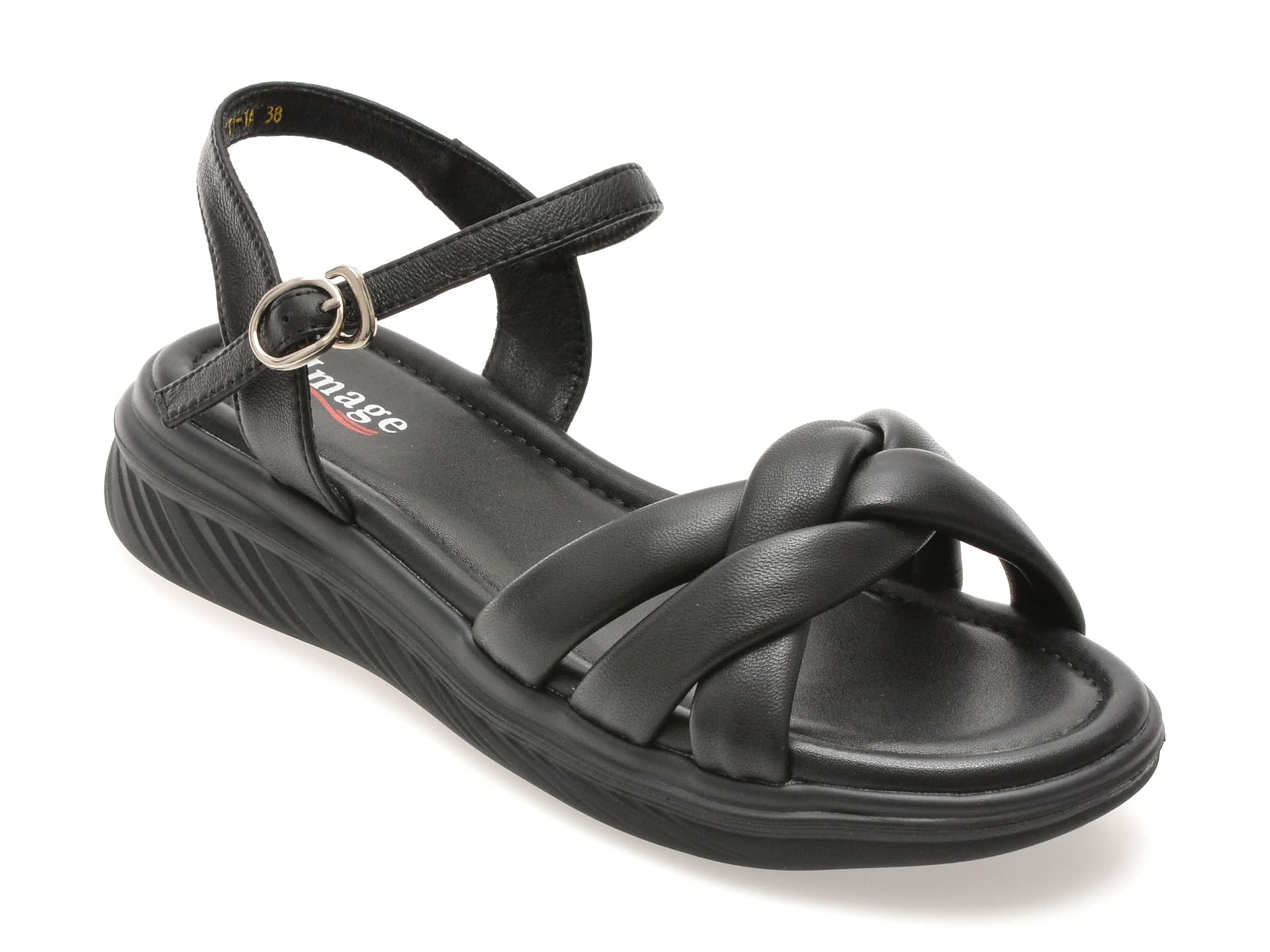 Sandale IMAGE negre, 57111, din piele naturala