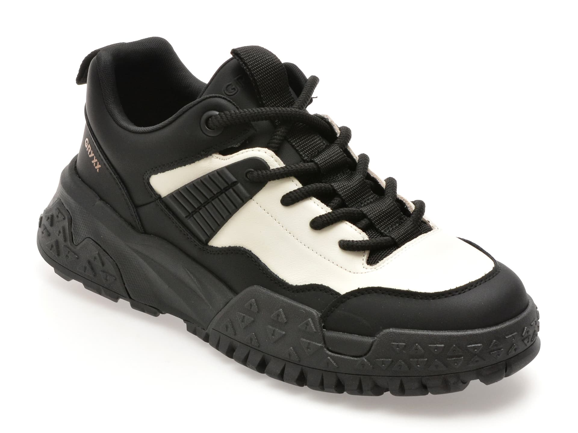 Pantofi sport GRYXX alb-negru, LN7, din piele naturala