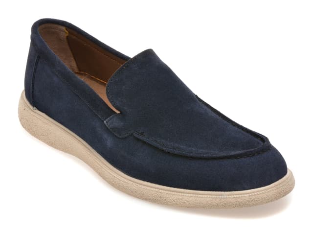 Mocasini BITE THE BULLET bleumarin, RZ2030, din piele intoarsa