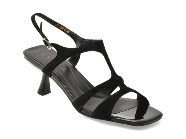 Sandale elegante EPICA negre, 3269, din piele intoarsa