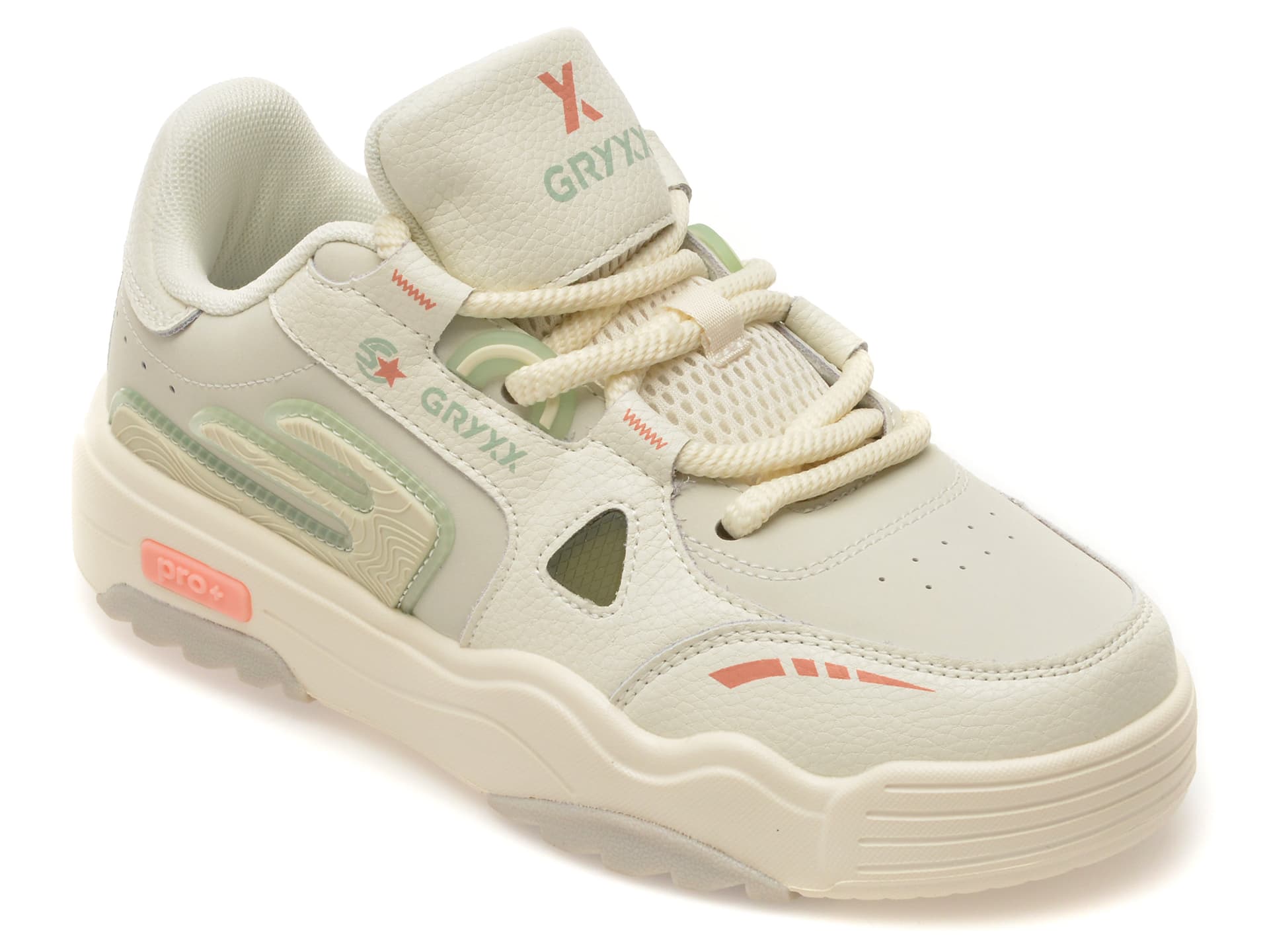 Pantofi sport GRYXX albi, 2A3227, din piele naturala