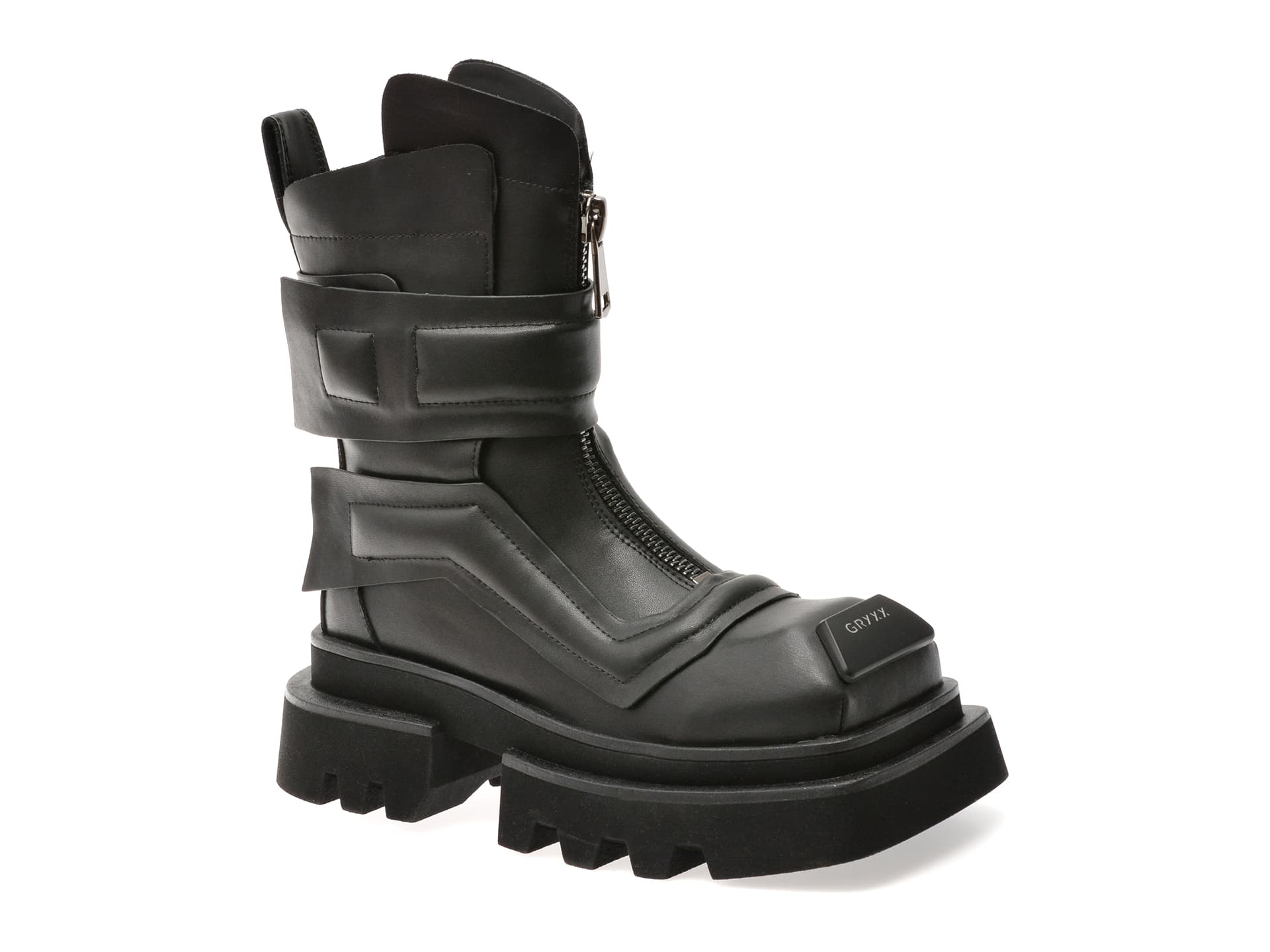 Bocanci GRYXX negri, EB992, din piele naturala
