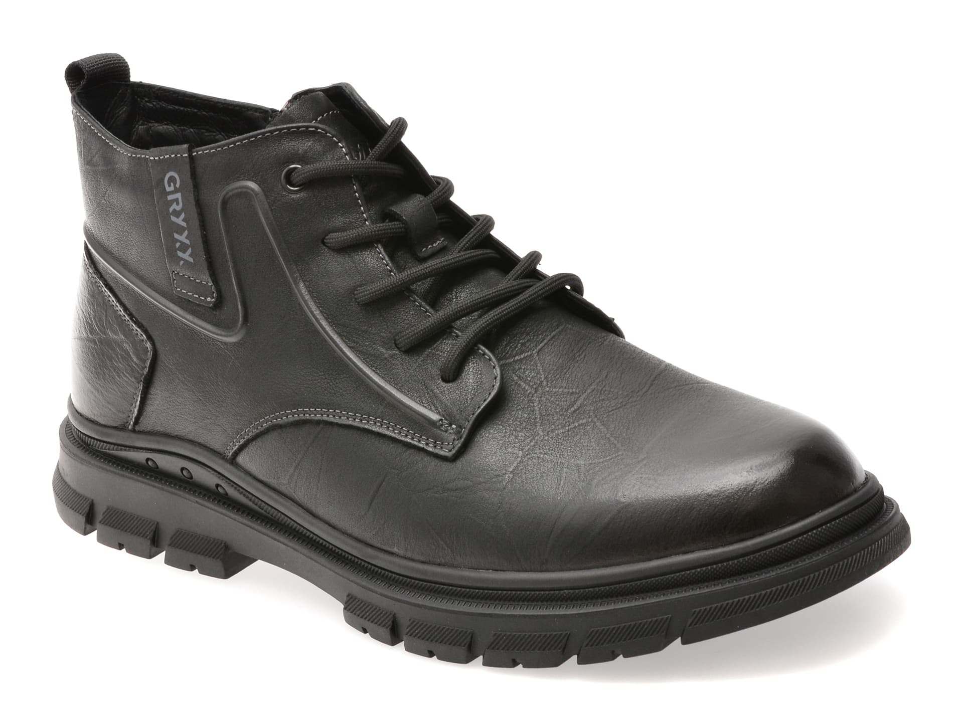 Ghete GRYXX negre, 8853, din piele naturala