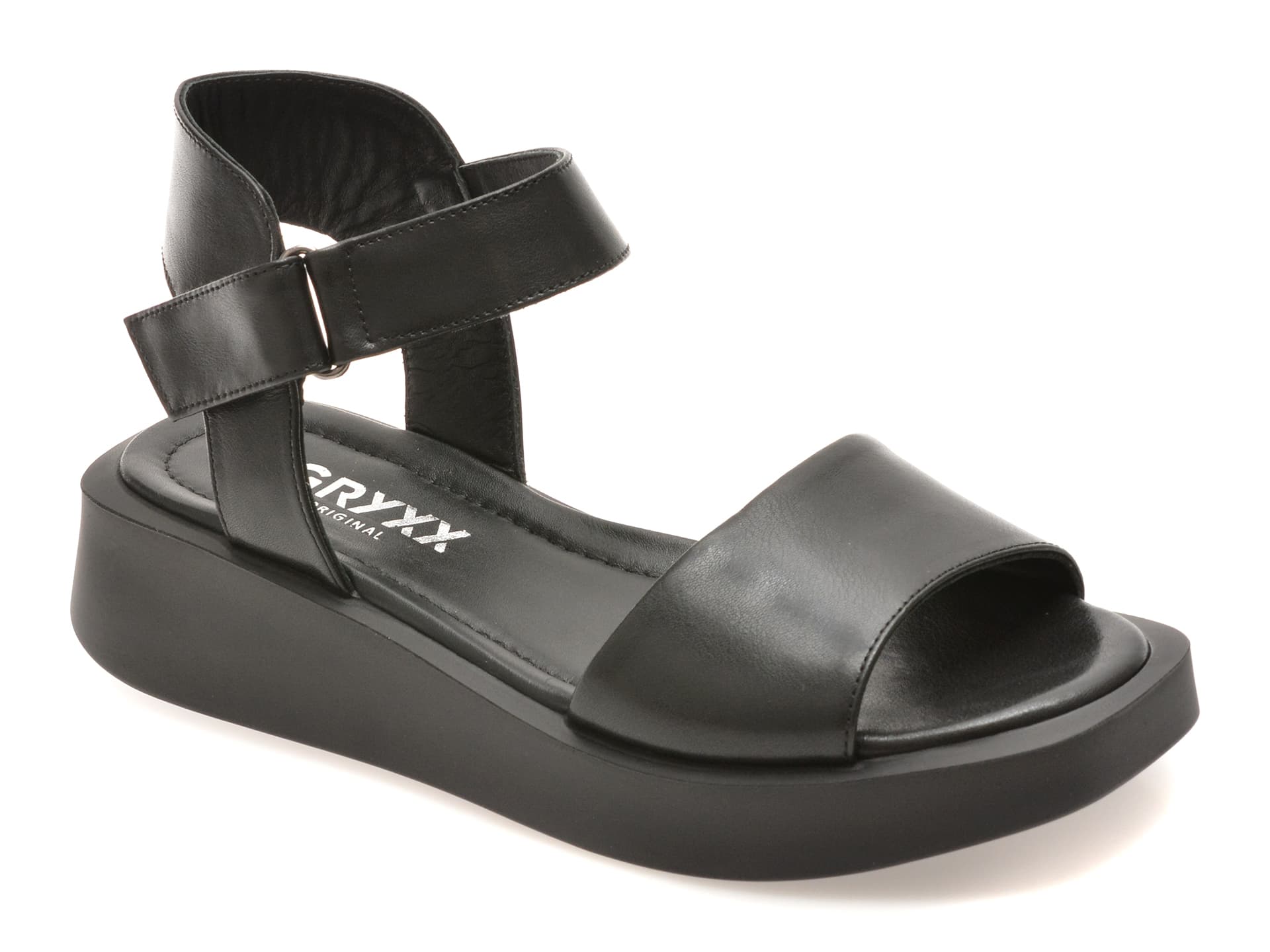 Sandale GRYXX negre, 1.36E+124, din piele naturala
