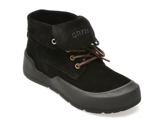 Ghete GRYXX negre, 26601, din piele intoarsa