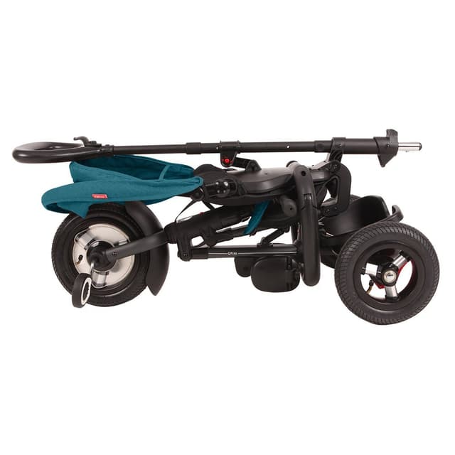 Tricicleta pentru copii Qplay Rito Rubber Albastru Deschis cu roti din cauciuc, pliabila, maner telescopic, sistem roata libera si greutate maxim suportata 25 kg