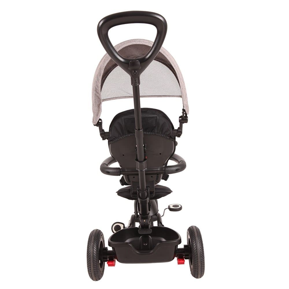 Tricicleta pentru copii Qplay Rito Rubber Gri cu roti din cauciuc, pliabila, maner telescopic, sistem roata libera si greutate maxim suportata 25 kg
