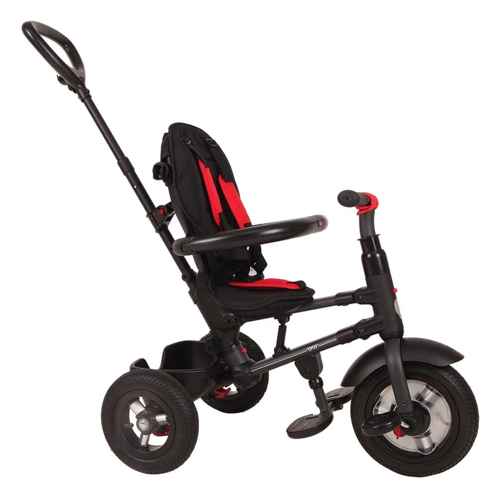 Tricicleta pentru copii Qplay Rito Rubber Rosu cu roti din cauciuc, pliabila, maner telescopic, sistem roata libera si greutate maxim suportata 25 kg