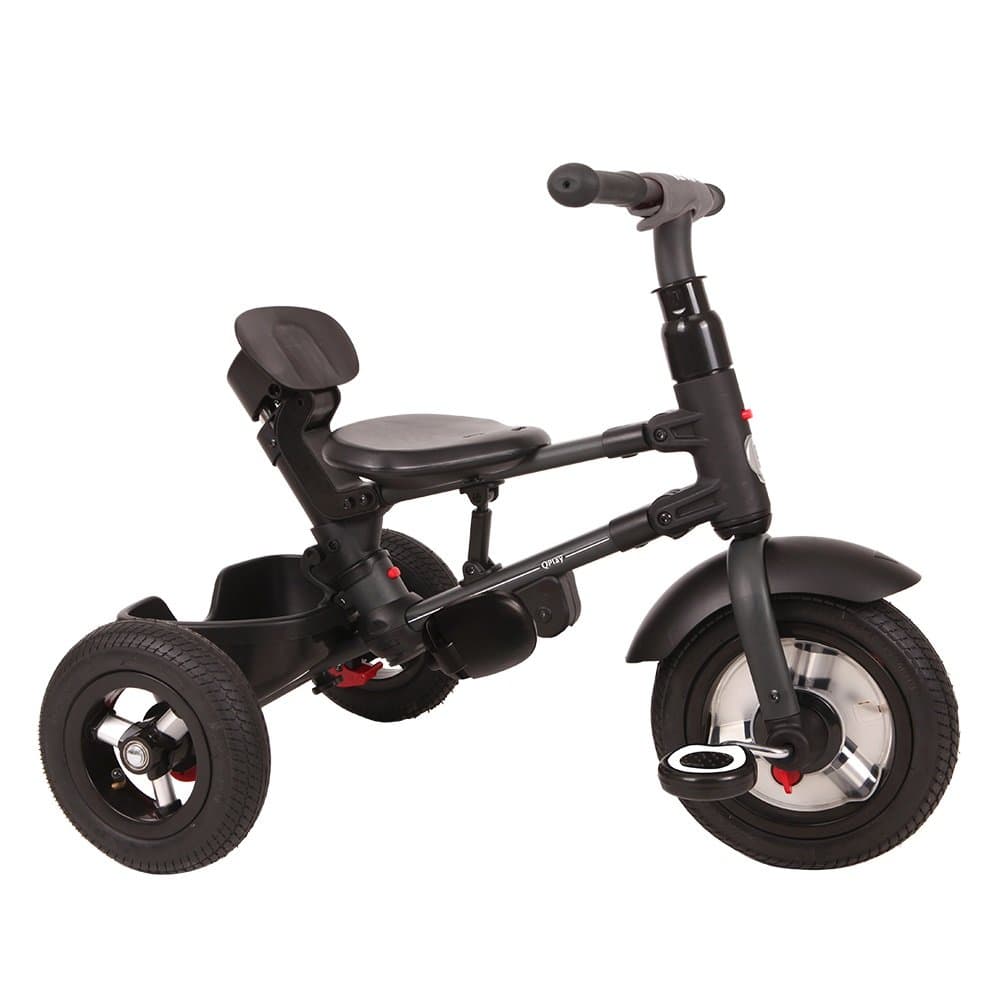 Tricicleta pentru copii Qplay Rito Rubber Violet cu roti din cauciuc, pliabila, maner telescopic, sistem roata libera si greutate maxim suportata 25 kg