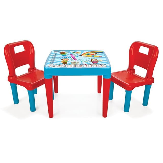 Set masuta cu doua scaunele Pilsan Study Table Blue ,spatar inalt,margini rotunjite