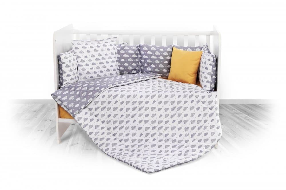 Set lenjerie pat 8 piese 70x140 cm bumbac ranforce Clouds Grey