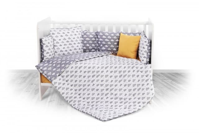 Set lenjerie pat 8 piese 70x140 cm bumbac ranforce Clouds Grey