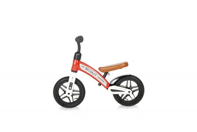 Bicicleta copii fara pedale Scout Air Red de echilibru 10 inch, varsta 2-4 ani, roti cu camera si cauciuc, scaun reglabil pe inaltime de la 30 cm pana la 33 cm, maxim 25 de kg, ghidon reglabil in inaltime 49-51,5 cm