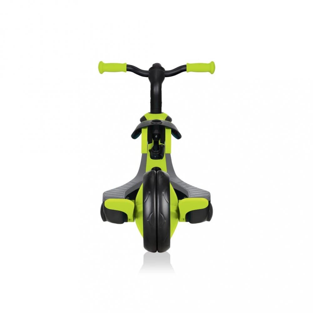 Tricicleta pentru copii Globber Explorer 4 in 1 Verde cu control parental, de la 10 luni, parasolar anti UV ajustabil, suport de picioare detasabil, scaun ajustabil pe inaltime