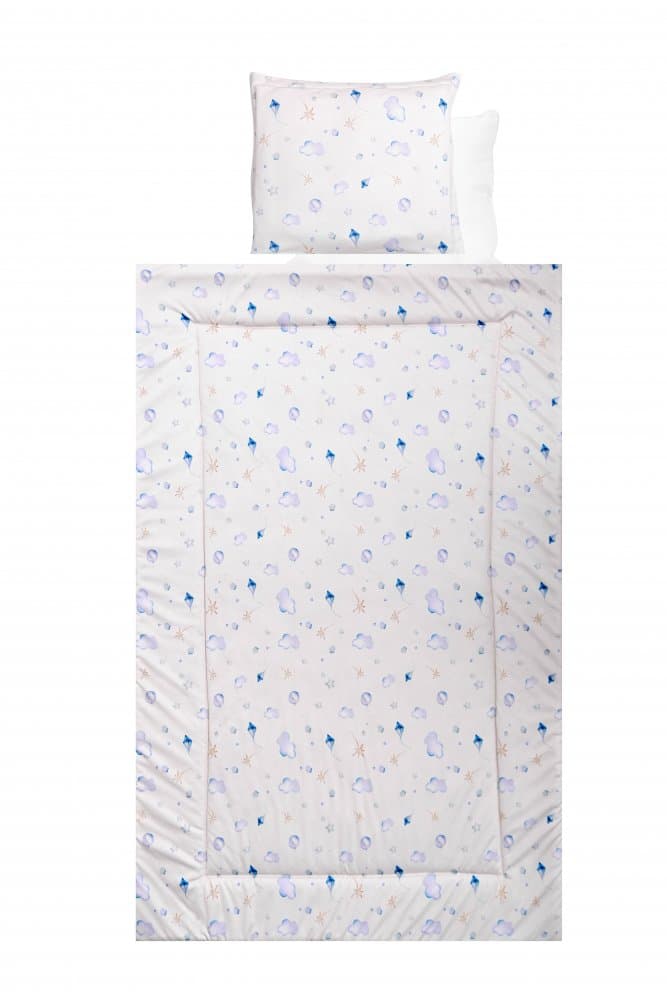 Set lenjerie pat bumbac ranforce 4 piese Blue Aeroplane