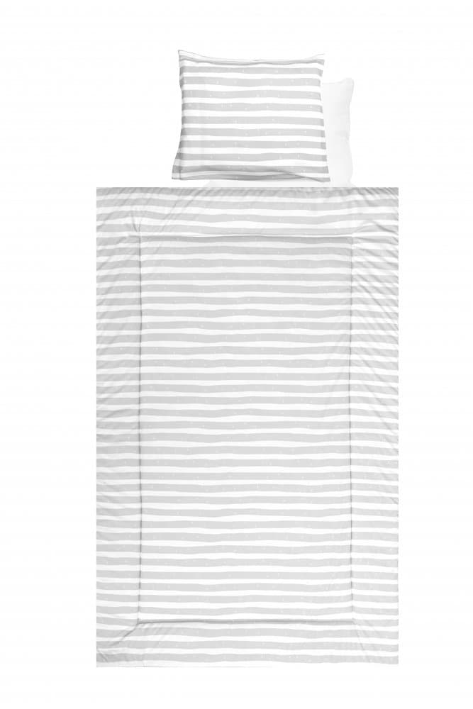 Set lenjerie pat bumbac ranforce 4 piese Grey Striped