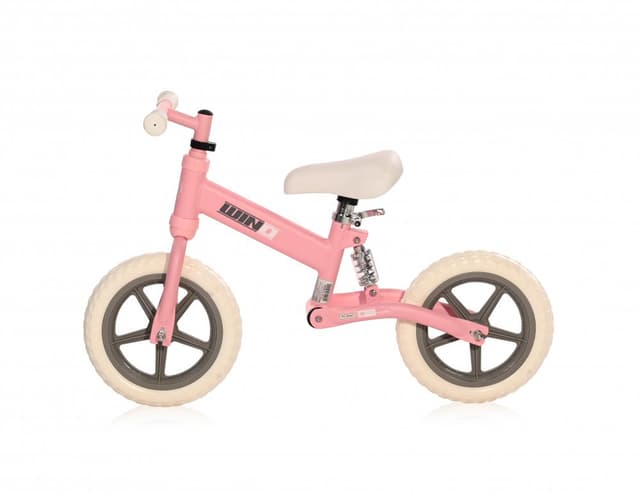 Bicicleta copii fara pedale Lorelli Wind Pink, roti din spuma EVA, amortizor reglabil care ajuta la absorbtia socurilor, scaun reglabil de la 47 cm pana la 50 cm, 12 inch, varsta 2-5 ani, maxim 25 de kg