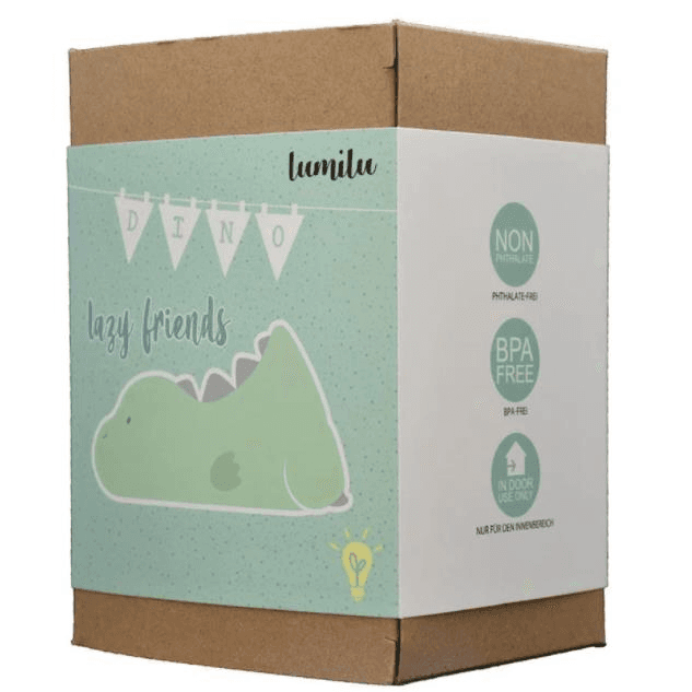 Lampa de veghe si veioza cu LED lumina reglabila si oprire cronometrata forma dinozaur turcoaz Lumilu Lazy Friends Dino Reer