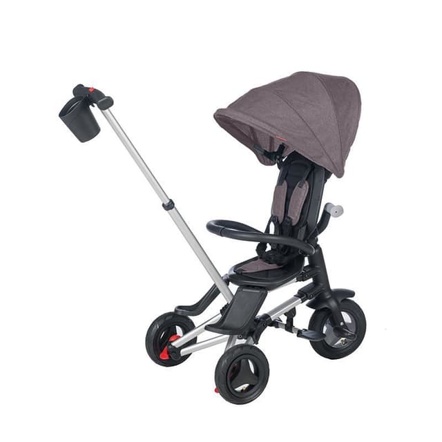 Tricicleta pentru copii Qplay Nova Negru ultrapliabila, roti Eva, cadru din aluminiu, scaun rotativ, sistem roata si ghidon liber, varsta 10 luni+