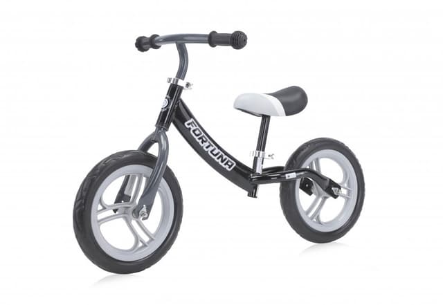 Bicicleta copii fara pedale Lorelli Fortuna grey black, varsta 2-5 ani, ghidon reglabil in inaltime de la 51 cm pana la 60 cm, roti din spuma EVA, 11 inch, scaun reglabil de la 33 cm pana la 43 cm