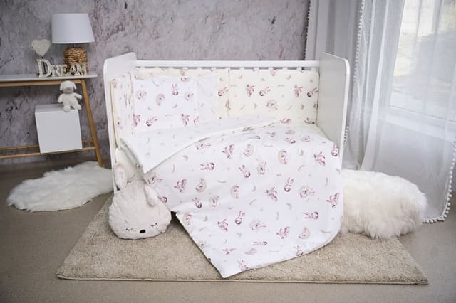 Set lenjerie pat Smile bumbac ranforce Beige Bunnies 60 x 120 cm