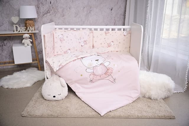 Set lenjerie pat Smile bumbac ranforce Pink Ballerina Bear 60 x 120 cm