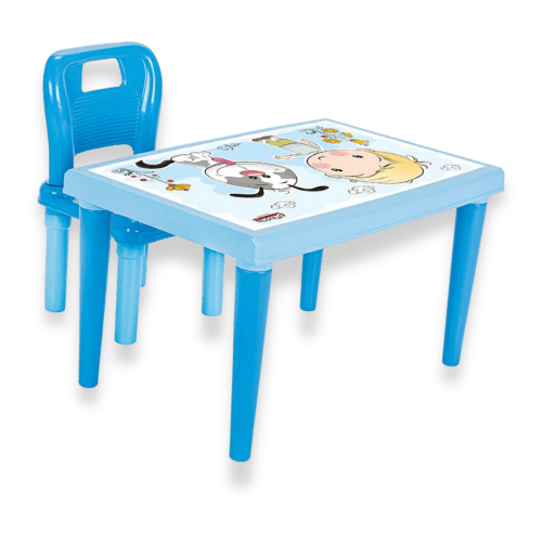 Set Masuta moderna si scaunel cu spatar Pilsan Modern Study Blue pentru studiuactivitati,realizat din plastic rezistent,usor de montat,utilizare interiorexterior,gradinite,crese,afterschool,sarcina maxima 50kg