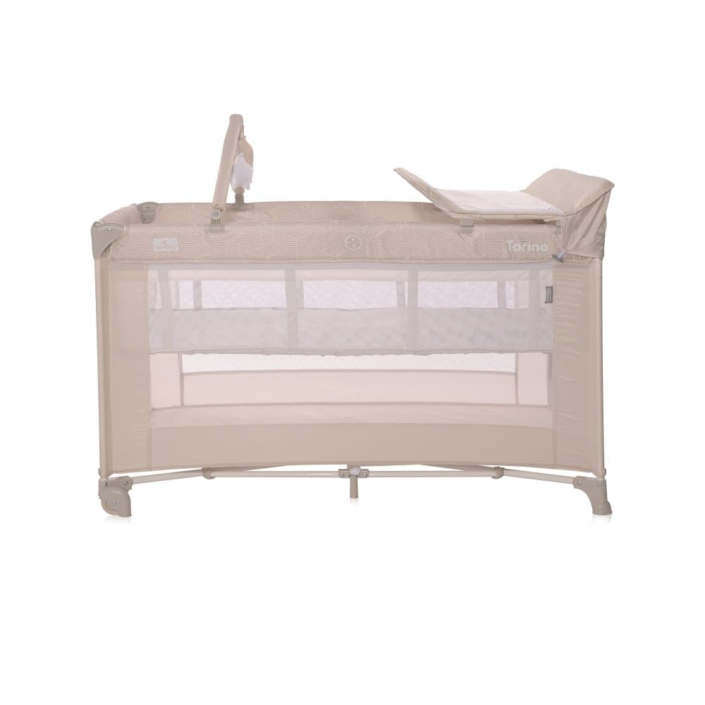Patut Torino Plus Fog Striped Elements pliabil, cu 2 nivele, roti cu sistem de blocare, masuta de infasat, accesorii incluse