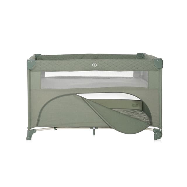 Patut pliabil Up and Down Iceberg Green Teddy Bear cu laterala culisanta, sistem side-sleeping, cu 2 nivele, usa laterala cu fermoar, saltea si geanta de transport incluse
