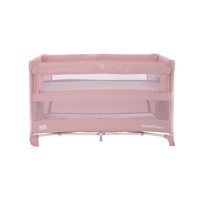 Patut pliabil Up and Down Mellow Rose Sleeping Animals cu laterala culisanta, sistem side-sleeping, cu 2 nivele, usa laterala cu fermoar, saltea si geanta de transport incluse