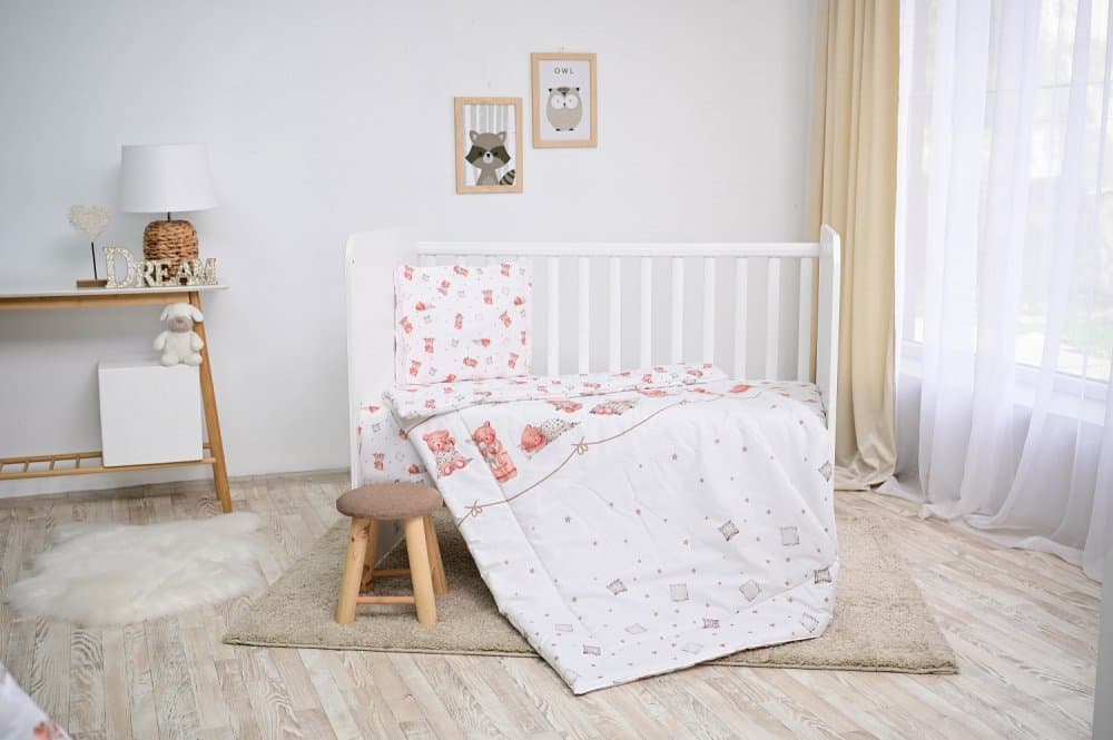 Set lenjerie pat 4 piese bumbac ranforce Bears Pillows Beige