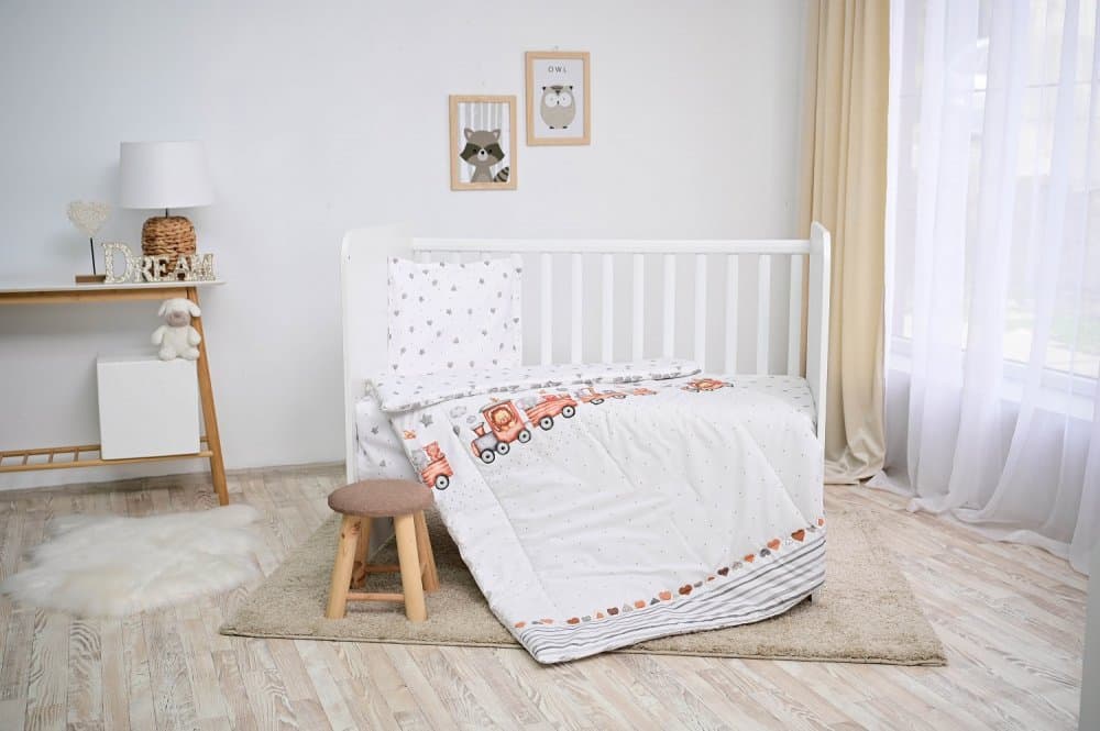 Set lenjerie pat 4 piese bumbac ranforce Train Grey