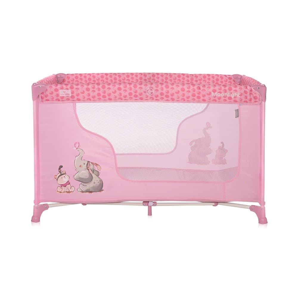 Patut pliabil pentru copii Lorelli Moonlight Mellow Rose Fellows, deschidere laterala cu fermoar, geanta de transport