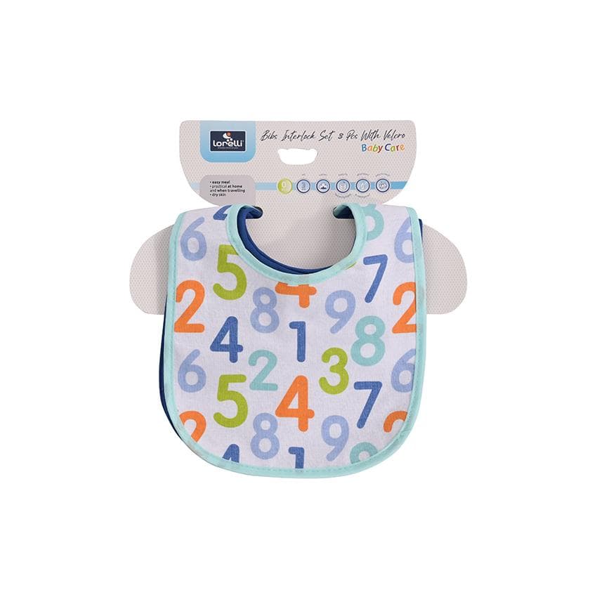 Set 3 bavete bumbac si peva 30 x 19 cm inchidere cu banda velcro baietei