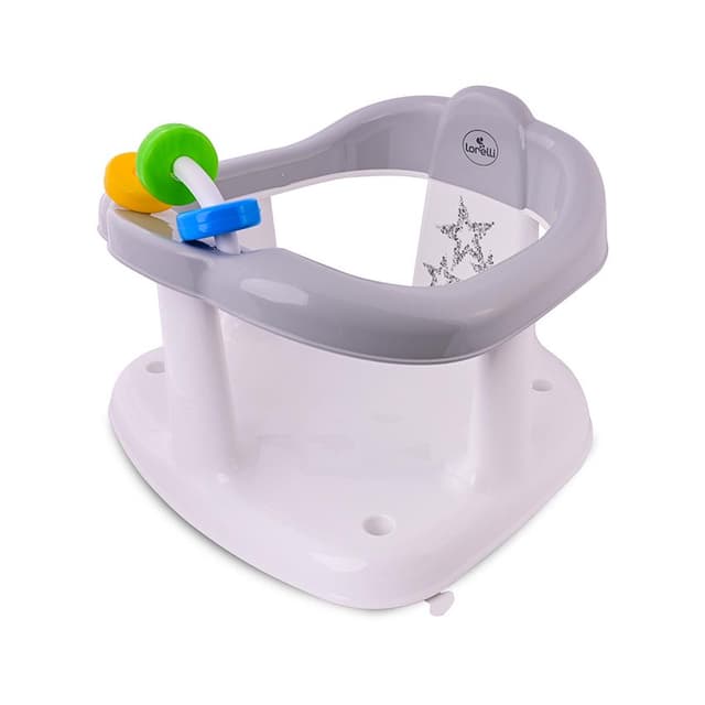 Scaun de baie pentru bebe antiderapant Panda Little Stars Grey