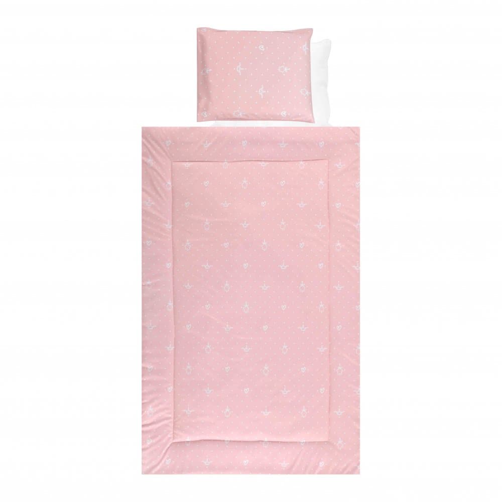 Set lenjerie pat 4 piese bumbac ranforce Little Bear Pink